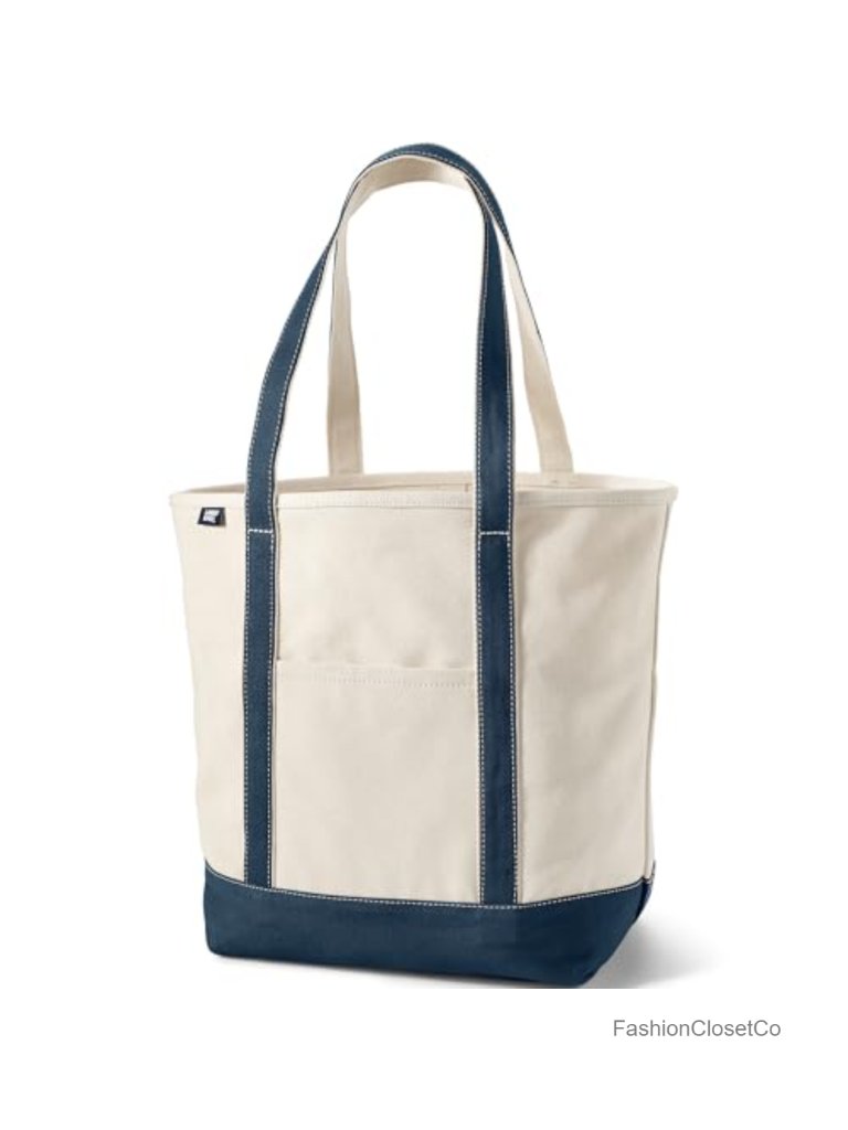 Lands' End Large Canvas Open Top Tote With Pockets